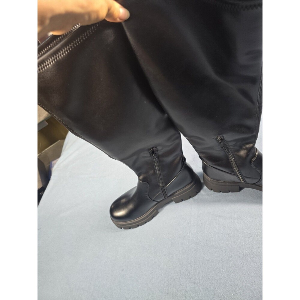 NEW Women's Black So & Yong Tall Stretch Boots With Lug Sole 8.5 - Picture 4 of 16